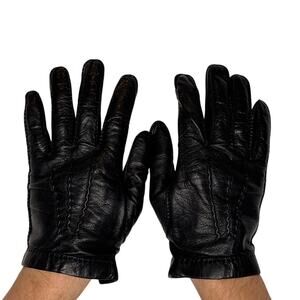 Vintage 1980s–1990s Brooks Brothers Men’s Black Leather Gloves Size 9
